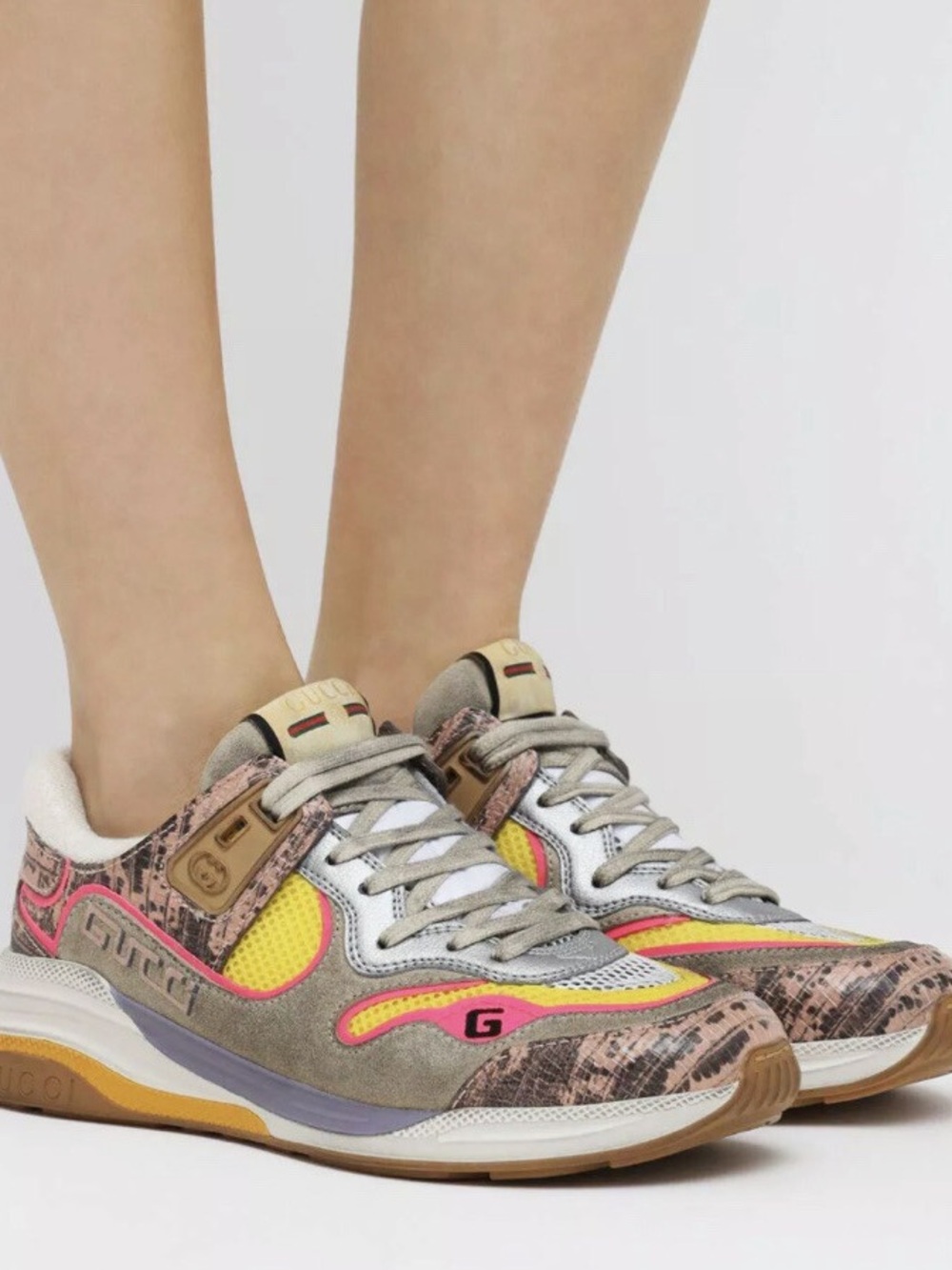 Gucci Multicolor Mesh & Suede Low-Top Sneakers